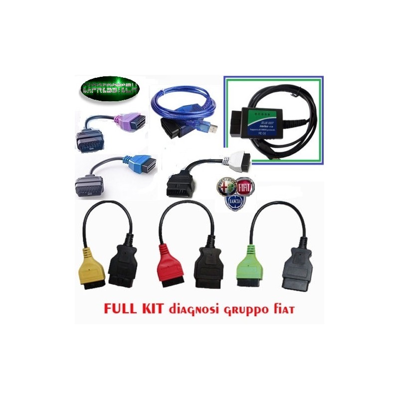 KIT DIAGNOSI AUTO FIAT ALFA LANCIA ELM327 USB V1.4 + KKL + n. 6