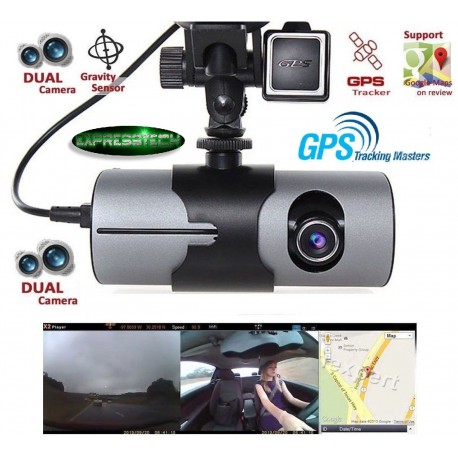 Nuova DVR Camera-Dash Cam Video Recorder Dual Lens con GPS Camera HD-G-Sensor w/ Night R2