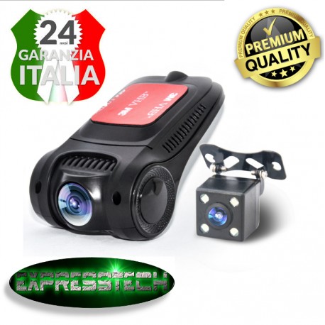 Dash Cam/Dvr - Full HD 1080p 5mpx - Visione notturna - Motion detection - WI-FI  + retrocamera