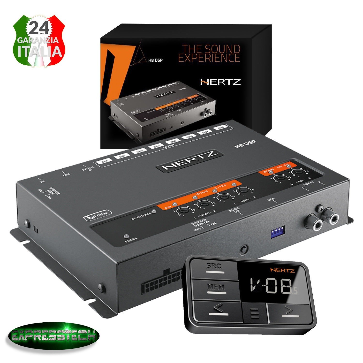 Hertz H8 DSP – Processore Audio Digitale 8 Canali Per Auto Con Controllo Remoto DRC (Elettromedia)